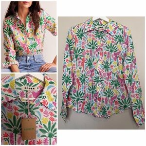 Boden Sienna Linen Shirt Multi Tropical Paradise